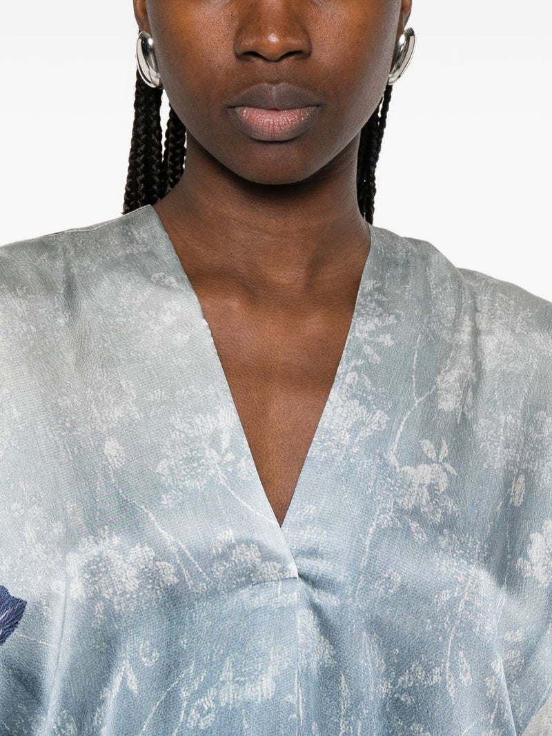 Pierre Louis Mascia Pierre Louis Mascia V-neck short sleeves printed Printed silk dress