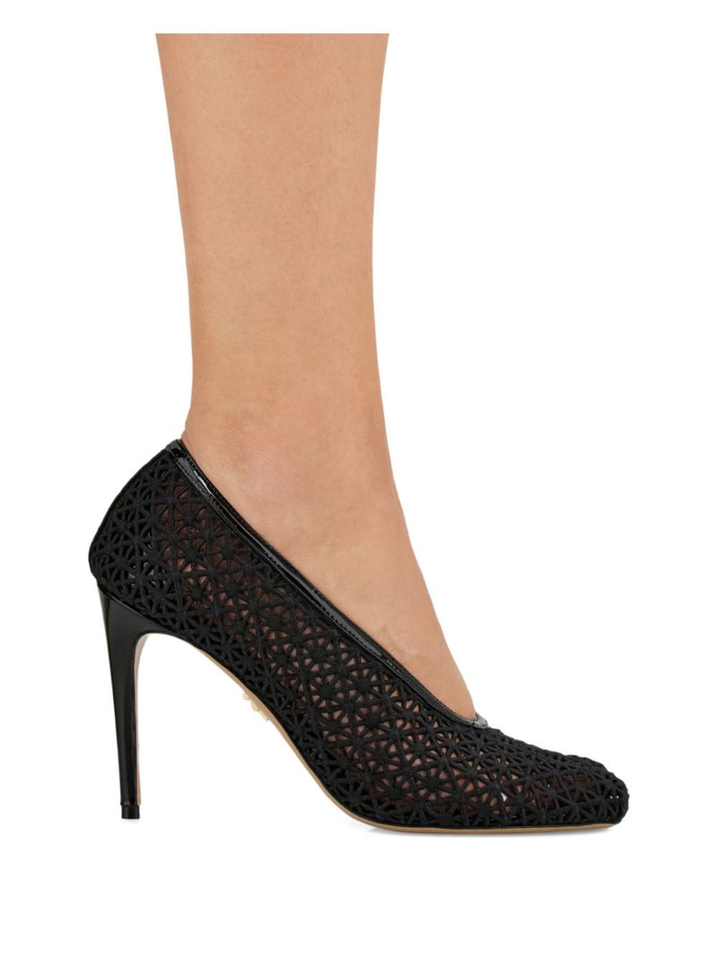 Ferragamo 90mm macramé pumps | Urbalenti™ NYC