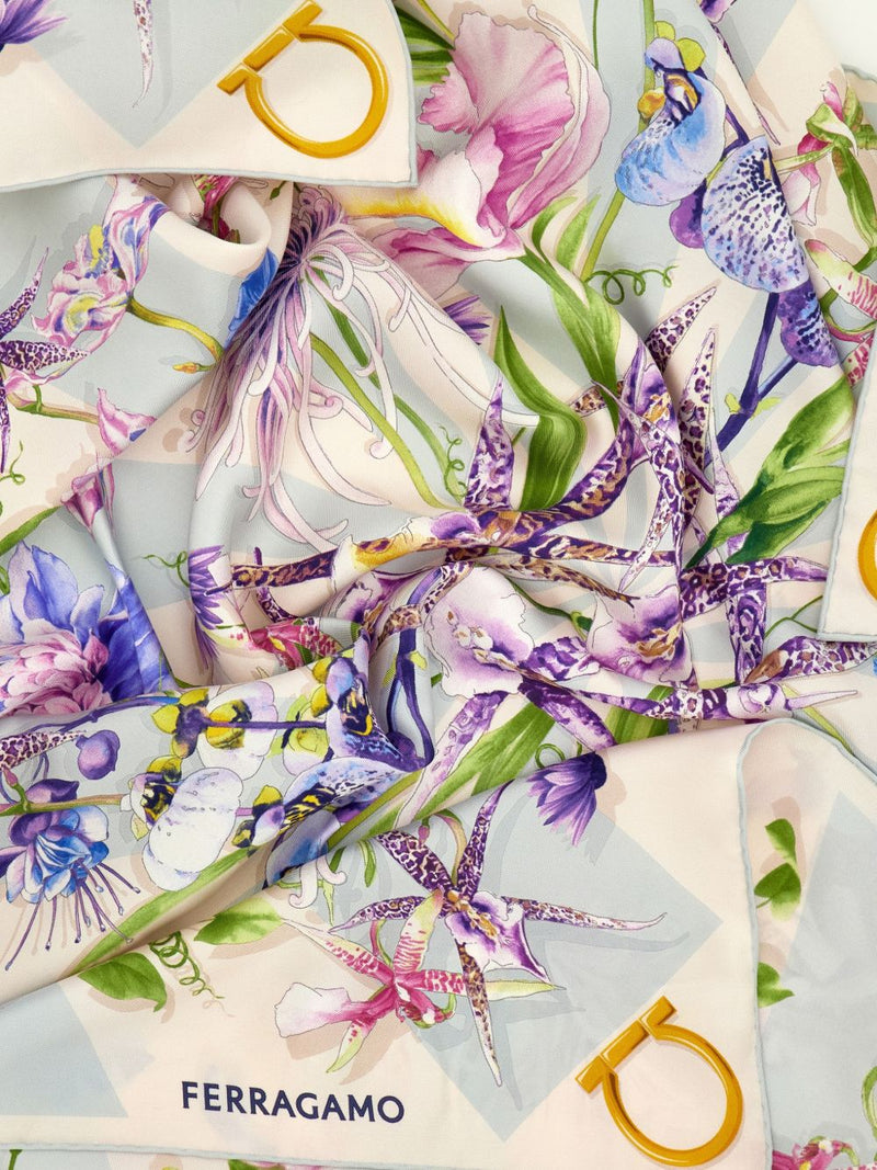 Ferragamo Floral Bloom Print Silk Scarf | Urbalenti™ NYC
