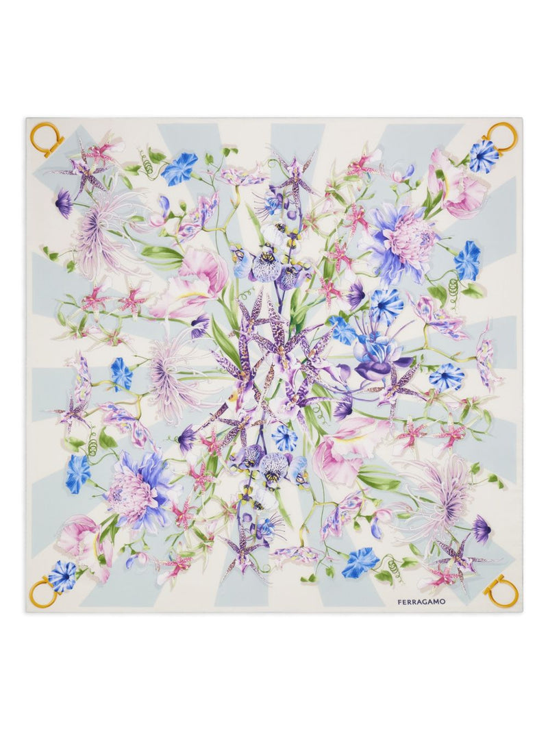 Ferragamo Floral Bloom Print Silk Scarf | Urbalenti™ NYC