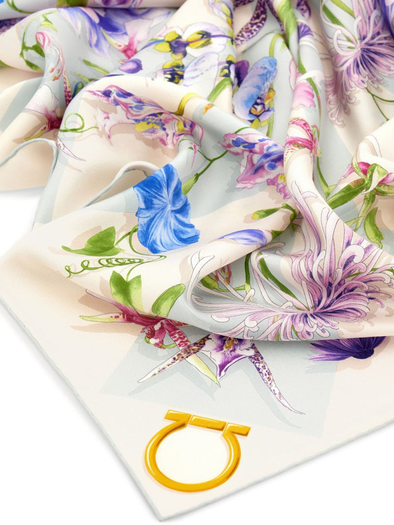 Ferragamo Floral Bloom Print Silk Scarf | Urbalenti™ NYC