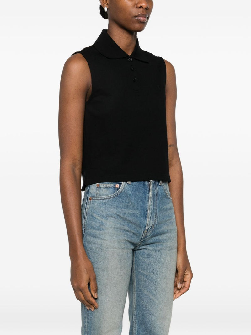 Saint Laurent Cotton sleeveless polo shirt | Urbalenti™ NYC