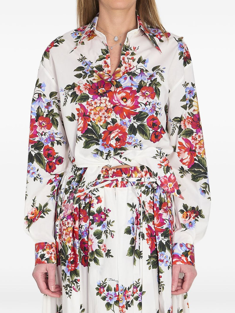 Dolce & Gabbana Dolce Gabbana-floral-print knotted shirt | Urbalenti™ NYC