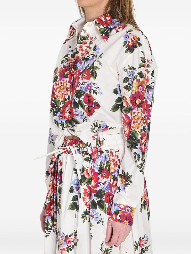 Dolce & Gabbana Dolce Gabbana-floral-print knotted shirt | Urbalenti™ NYC