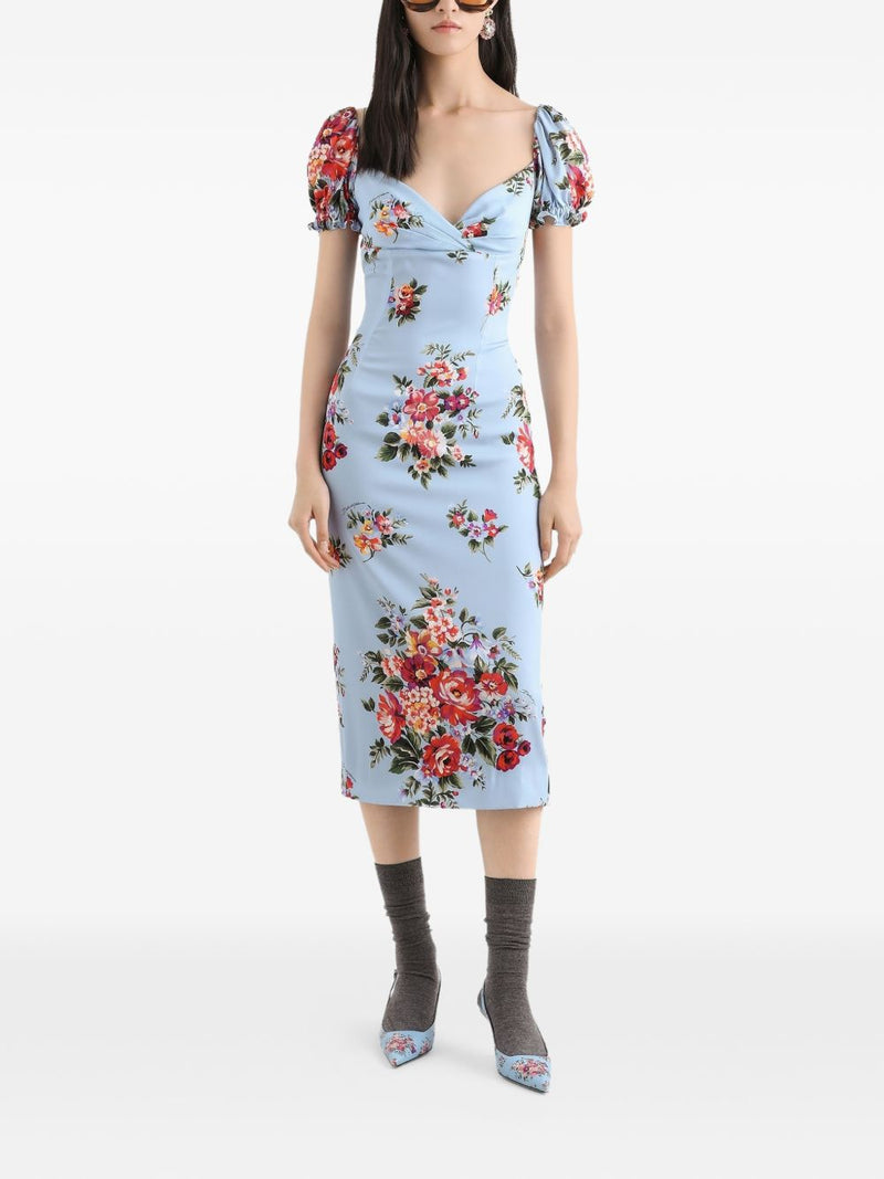 Dolce & Gabbana Flower print silk dress | Urbalenti™ NYC
