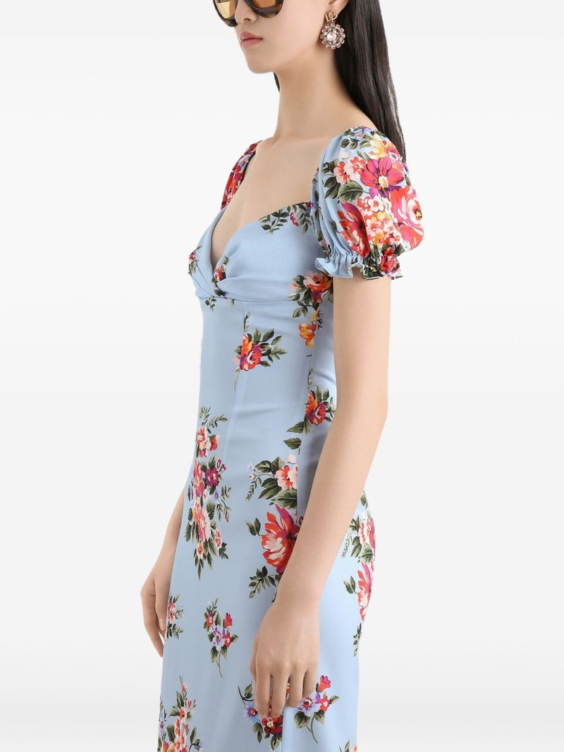 Dolce & Gabbana Flower print silk dress | Urbalenti™ NYC