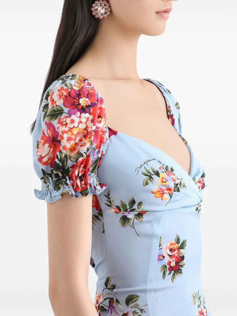 Dolce & Gabbana Flower print silk dress | Urbalenti™ NYC