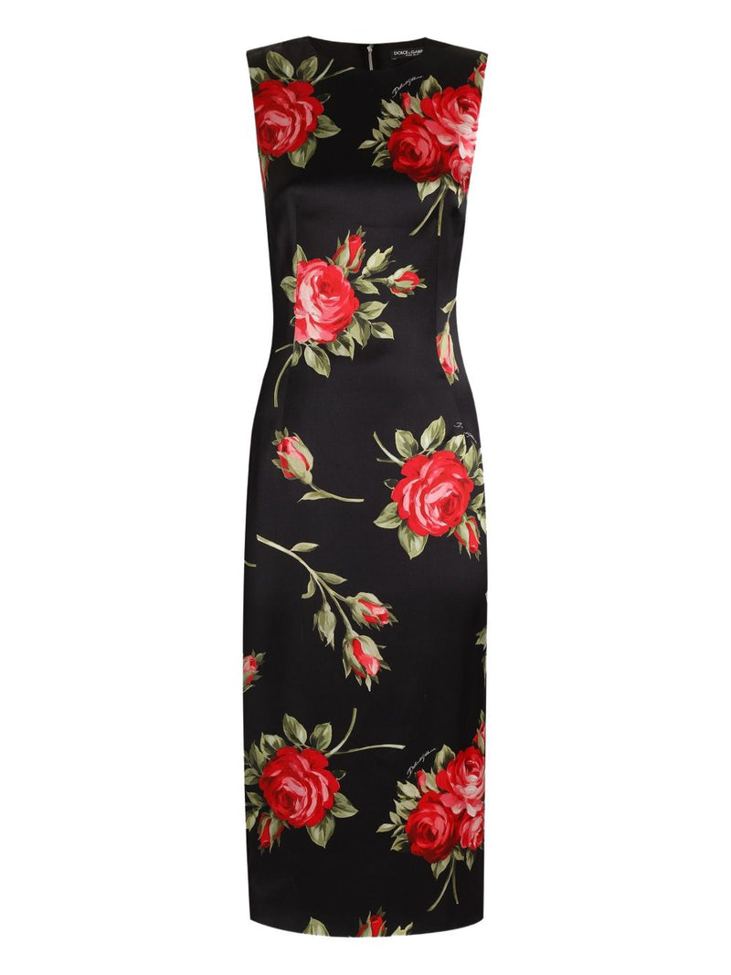 Dolce & Gabbana Roses bouquet print midi dress | Urbalenti™ NYC
