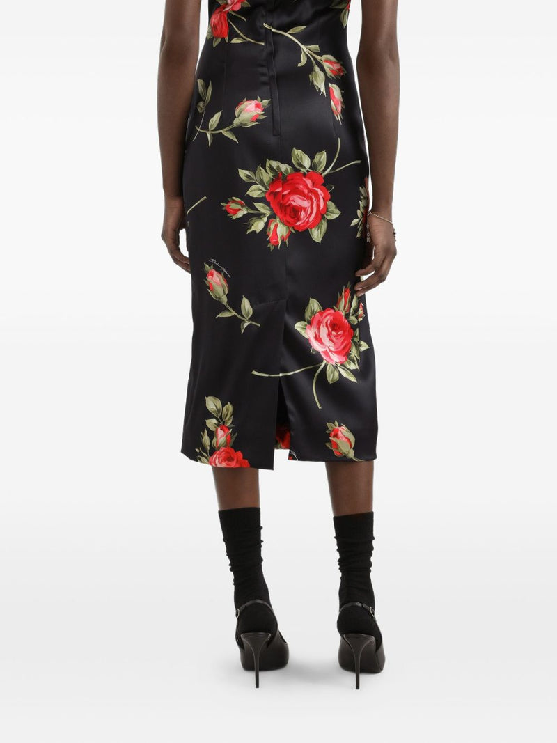Dolce & Gabbana Roses bouquet print midi dress | Urbalenti™ NYC