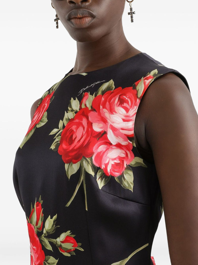 Dolce & Gabbana Roses bouquet print midi dress | Urbalenti™ NYC