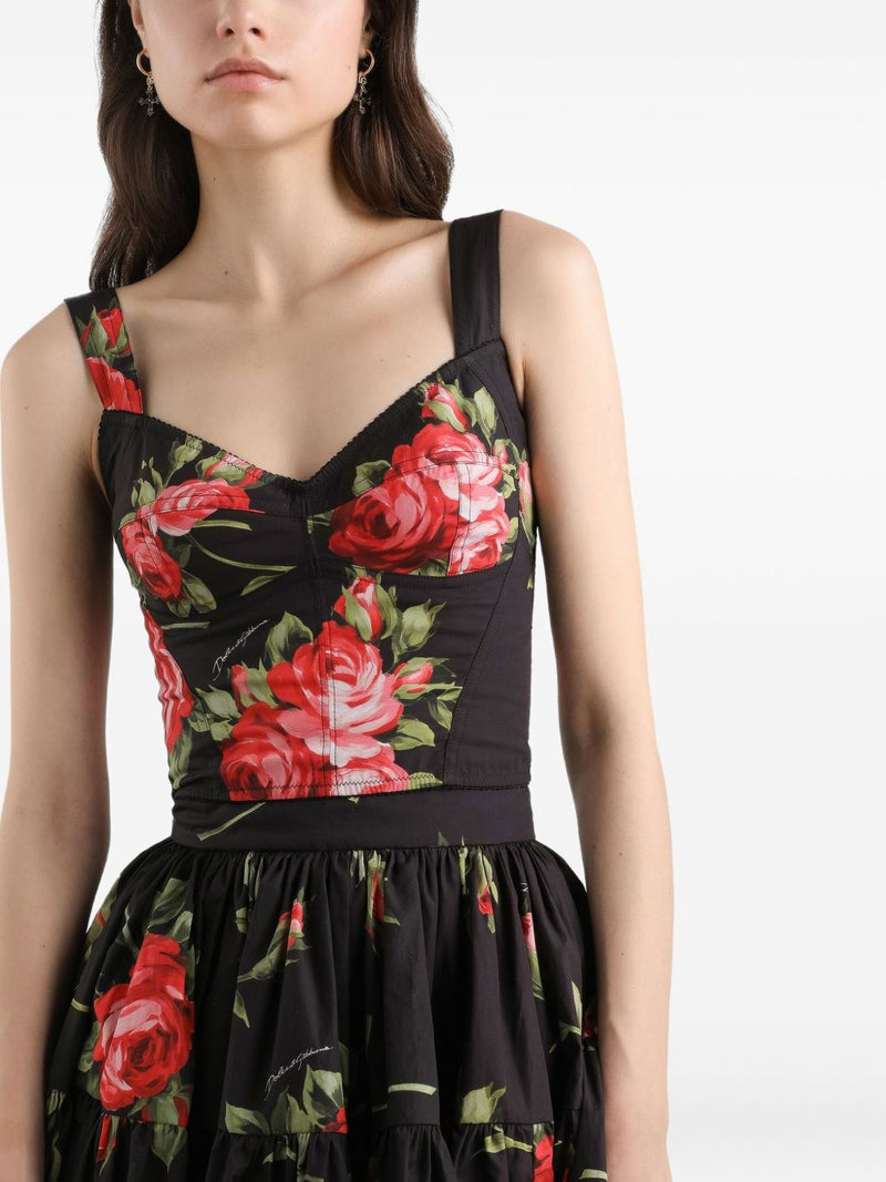 Dolce & Gabbana Roses bouquet print bustier top | Urbalenti™ NYC