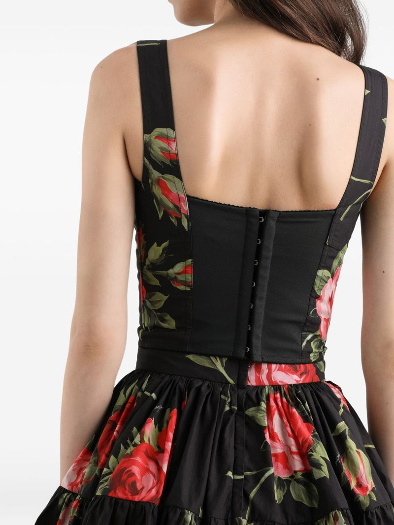 Dolce & Gabbana Roses bouquet print bustier top | Urbalenti™ NYC