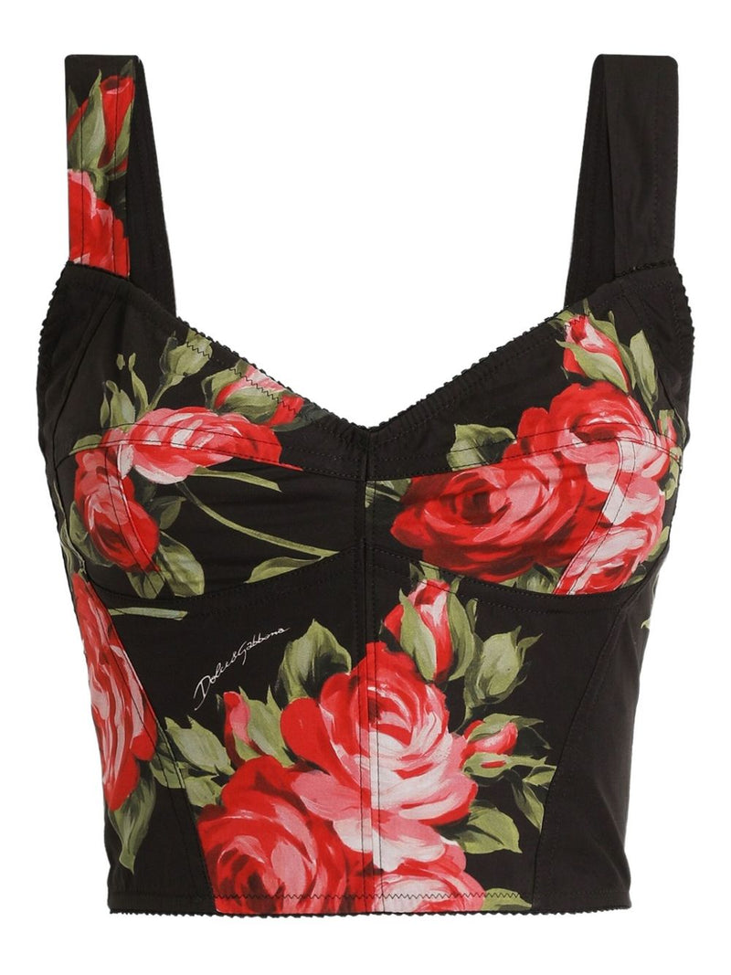 Dolce & Gabbana Roses bouquet print bustier top | Urbalenti™ NYC