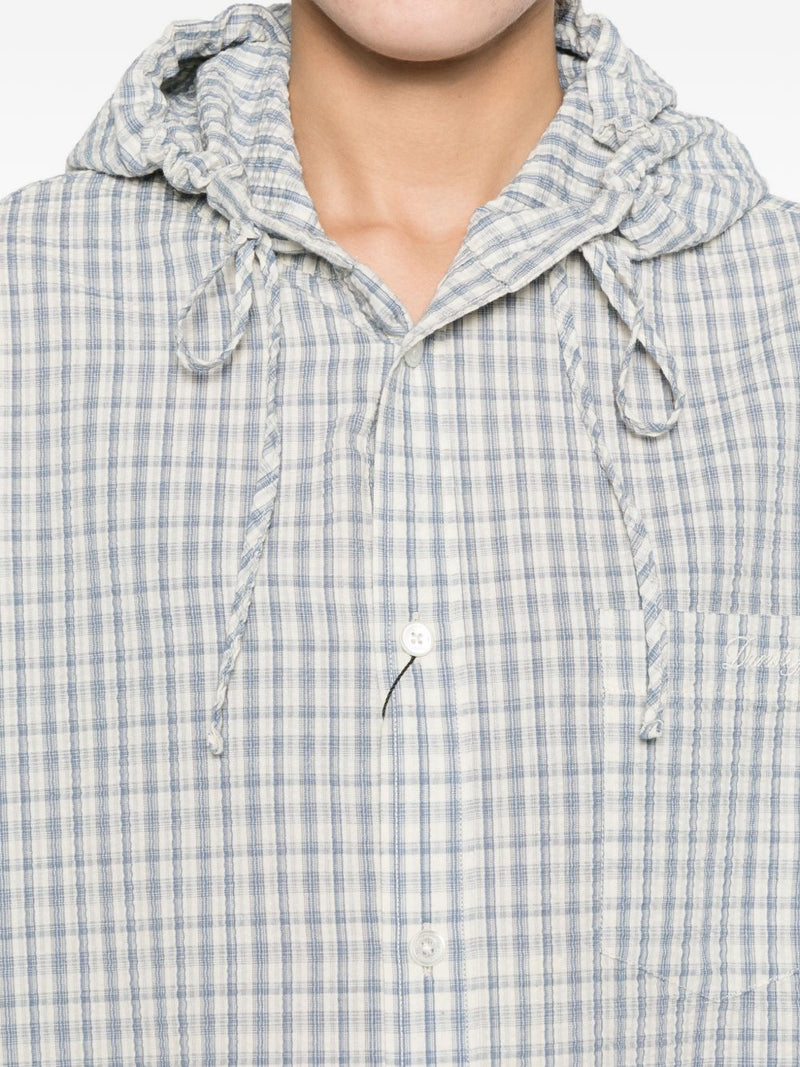 Dunst Dunst Checked hooded shirt
