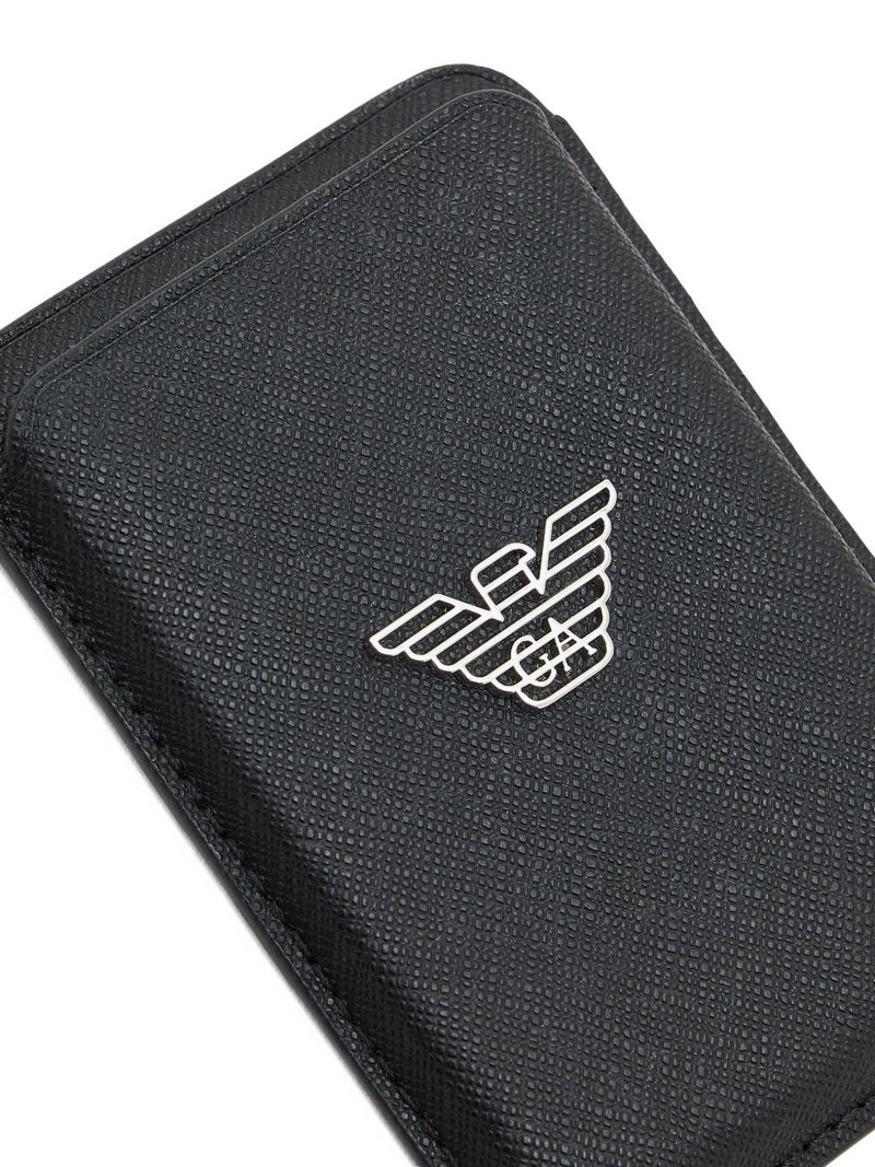 Emporio Armani Asv Regenerated Saffiano Magnetic Card Holder | Urbalenti™ NYC