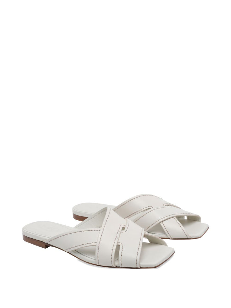 Tod'S Leather Sandals - White Leather | Urbalenti™ NYC
