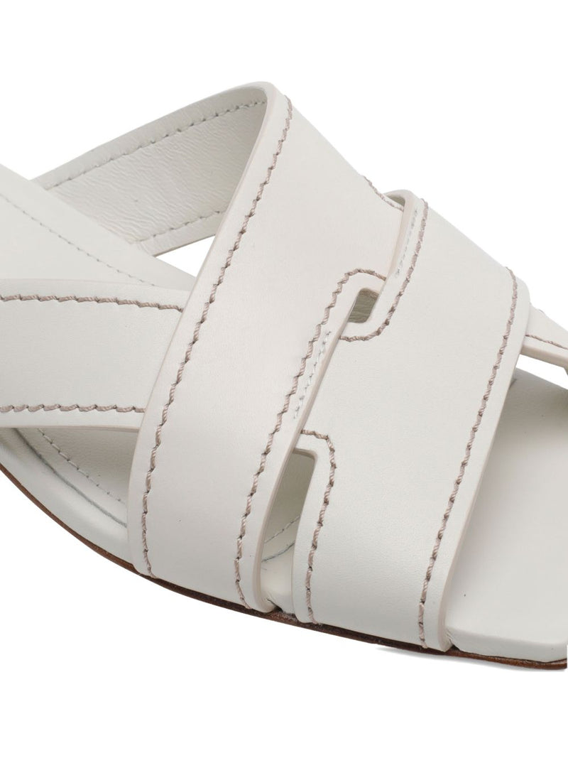 Tod'S Leather Sandals - White Leather | Urbalenti™ NYC