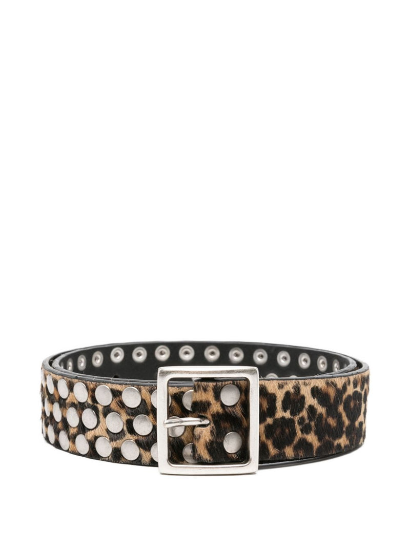 Golden Goose Leopard-Pattern Studded Belt | Urbalenti™ NYC