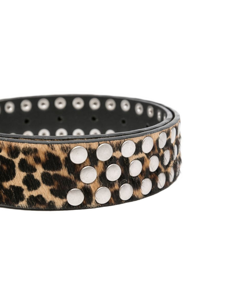 Golden Goose Leopard-Pattern Studded Belt | Urbalenti™ NYC