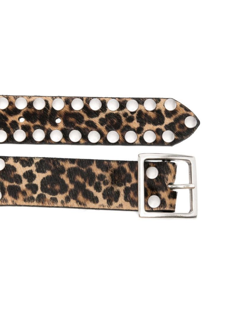 Golden Goose Leopard-Pattern Studded Belt | Urbalenti™ NYC