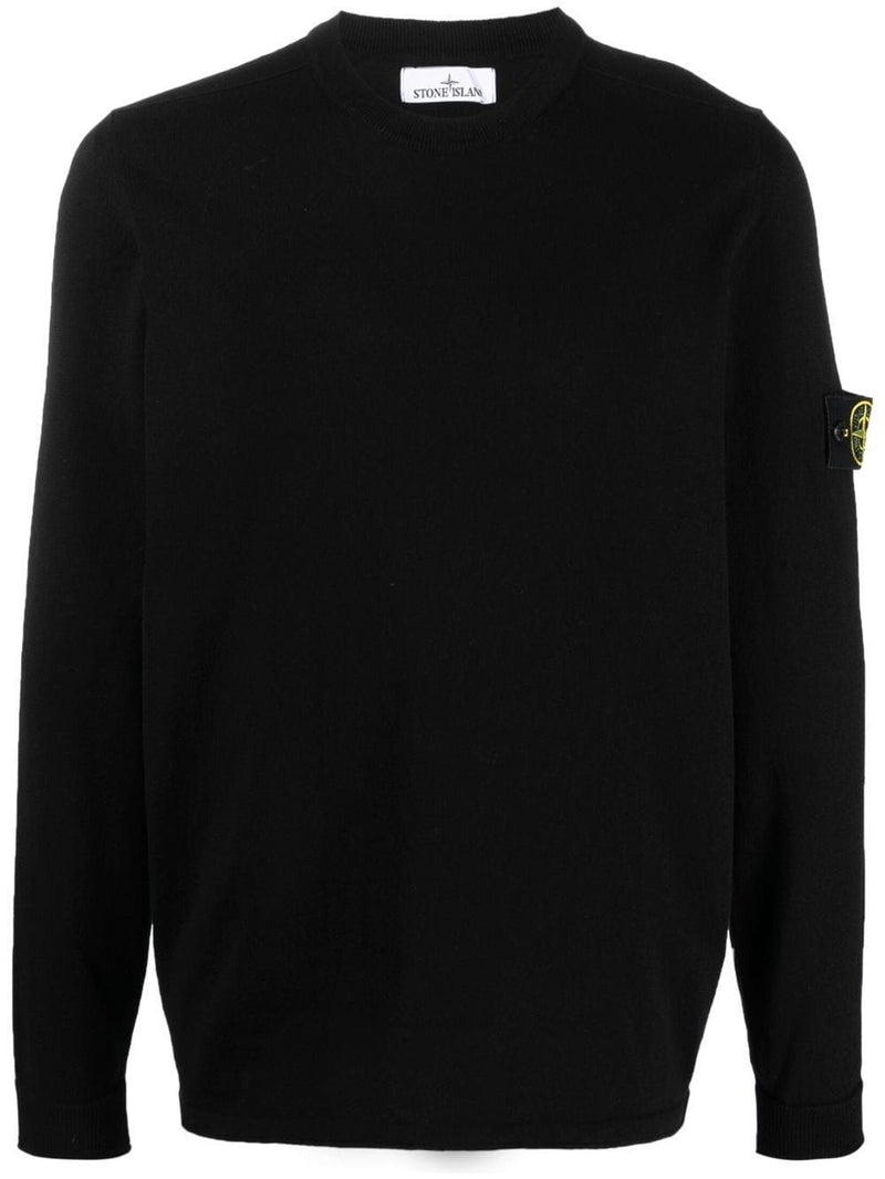Stone Island Compass motif ribbed cuffs Cotton crewneck sweater | Urbalenti™ NYC