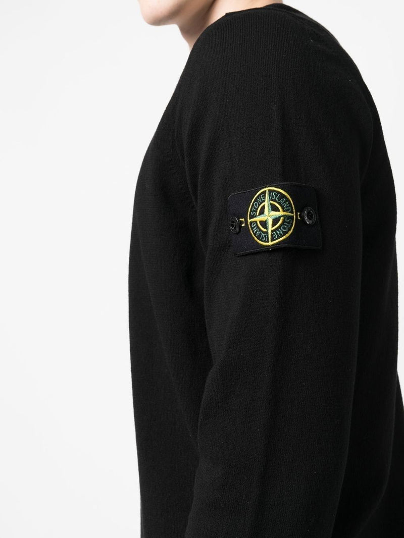 Stone Island Compass motif ribbed cuffs Cotton crewneck sweater | Urbalenti™ NYC