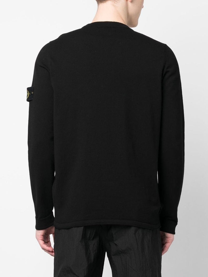 Stone Island Compass motif ribbed cuffs Cotton crewneck sweater | Urbalenti™ NYC
