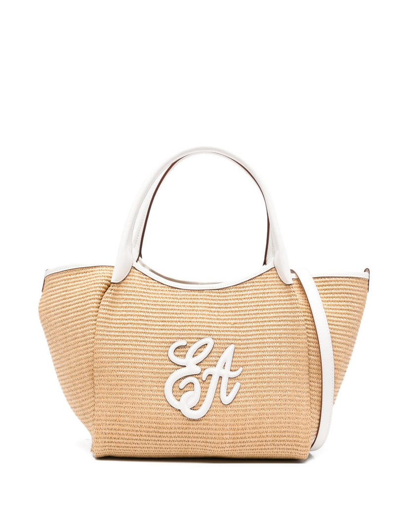 Emporio Armani Woven Straw Medium Shopper Bag | Urbalenti™ NYC