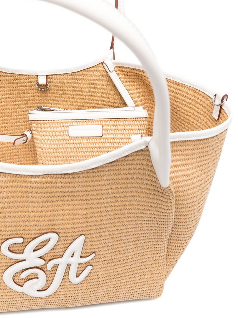 Emporio Armani Woven Straw Medium Shopper Bag | Urbalenti™ NYC