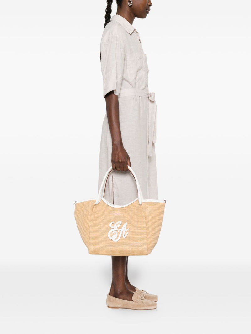 Emporio Armani Woven Straw Medium Shopper Bag | Urbalenti™ NYC