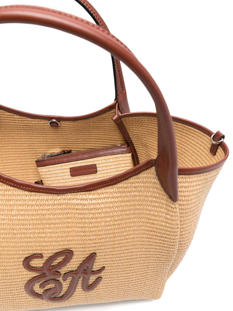 Emporio Armani Woven Straw Medium Shopper Bag | Urbalenti™ NYC