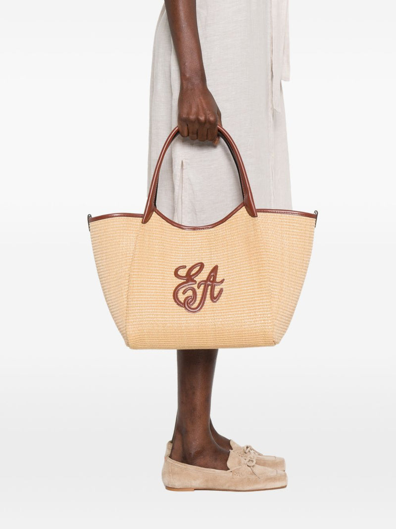 Emporio Armani Woven Straw Medium Shopper Bag | Urbalenti™ NYC