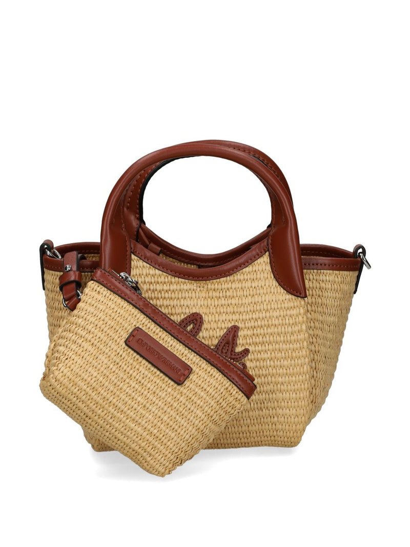 Emporio Armani Woven Straw Small Shopper Bag | Urbalenti™ NYC