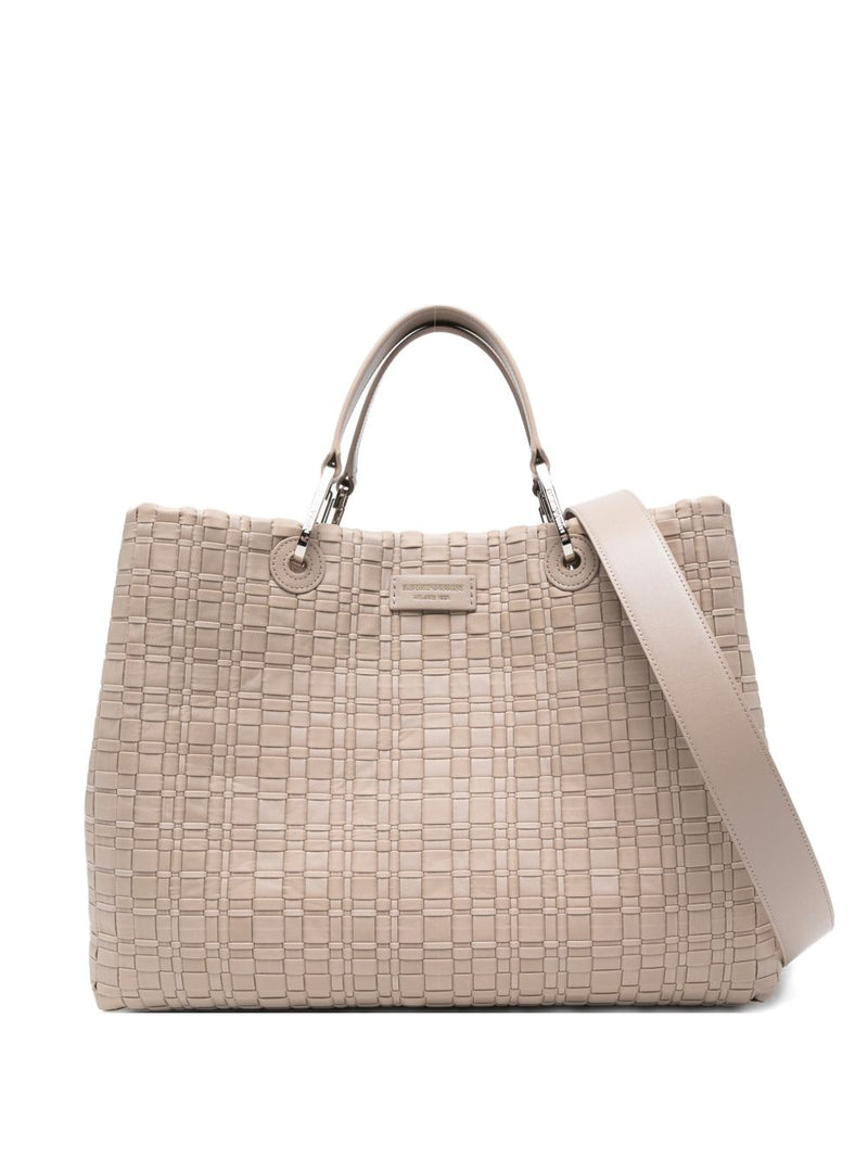 Emporio Armani Myea Medium Shopper Bag In Woven Nylon | Urbalenti™ NYC