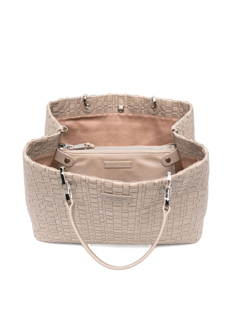 Emporio Armani Myea Medium Shopper Bag In Woven Nylon | Urbalenti™ NYC
