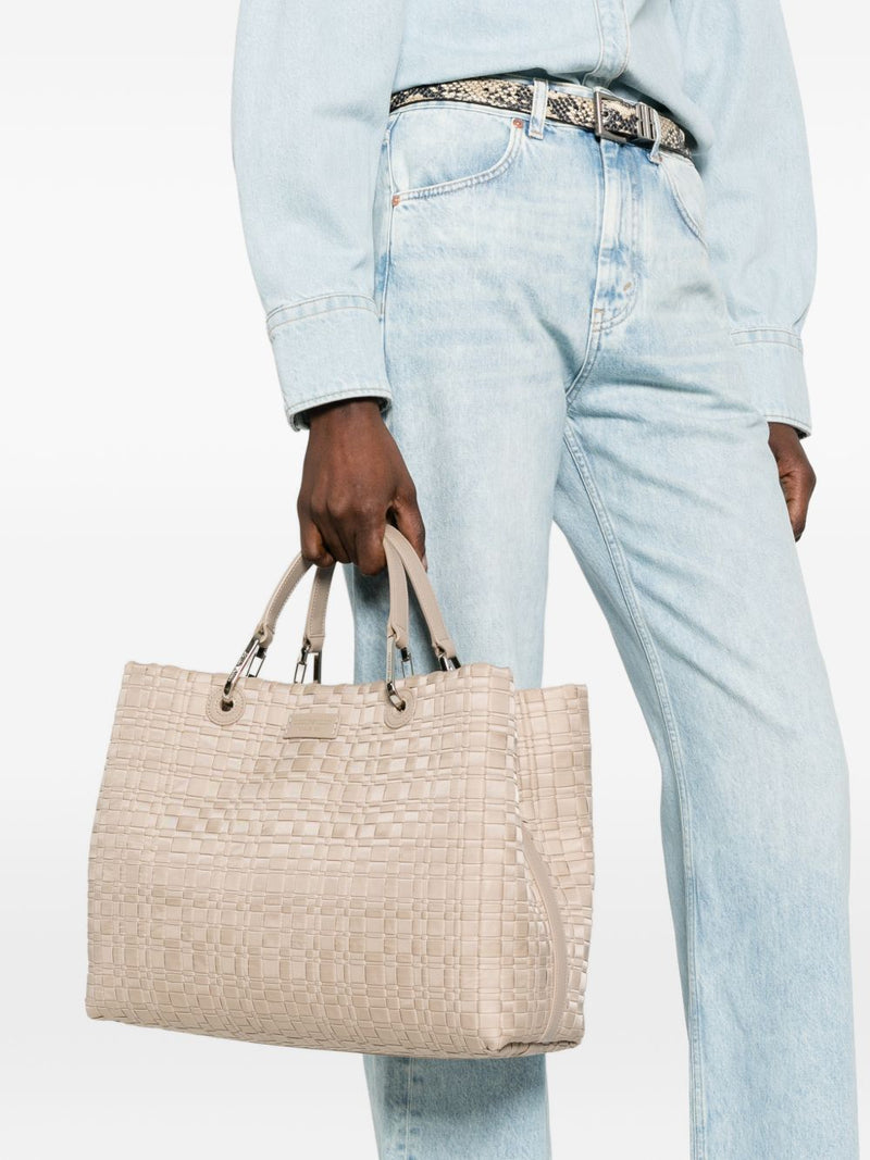 Emporio Armani Myea Medium Shopper Bag In Woven Nylon | Urbalenti™ NYC
