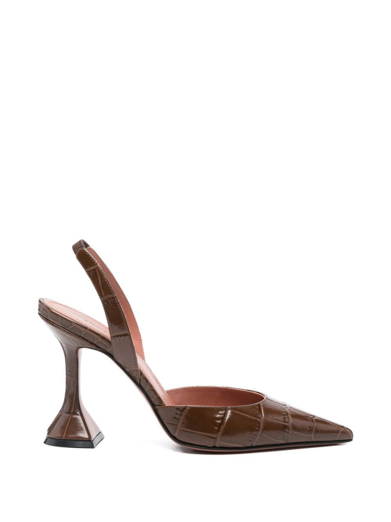 Amina Muaddi Amina Muaddi Holli croc-effect leather slingback pumps
