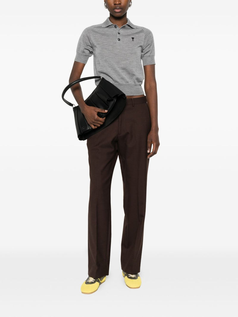 Ami Paris Ami De Coeur wool polo shirt | Urbalenti™ NYC