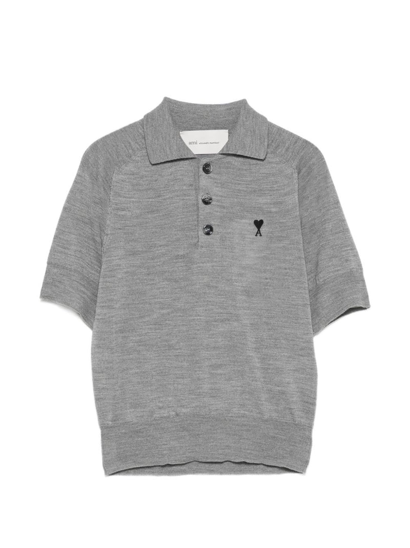 Ami Paris Ami De Coeur wool polo shirt | Urbalenti™ NYC