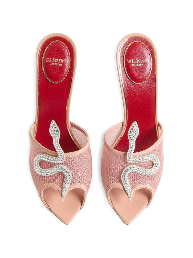 Valentino Garavani Coeur VipÃ¨re leather mules | Urbalenti™ NYC