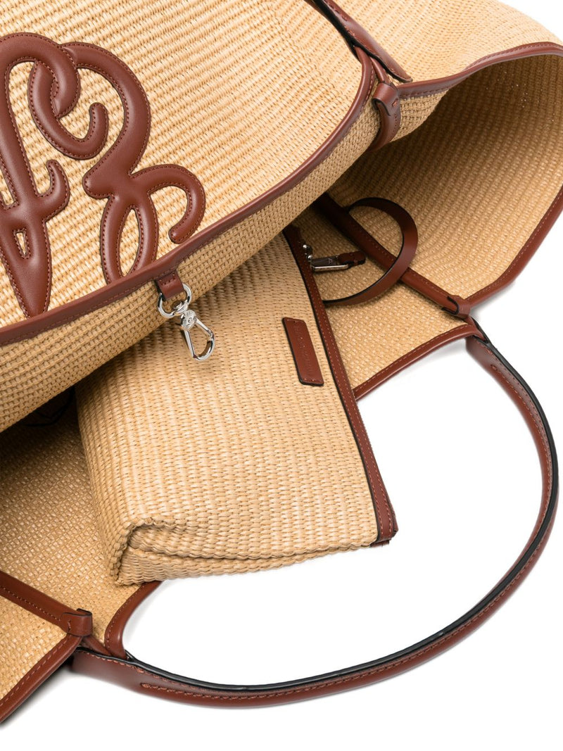 Emporio Armani Large Woven Straw Shopper With Ea Logo | Urbalenti™ NYC