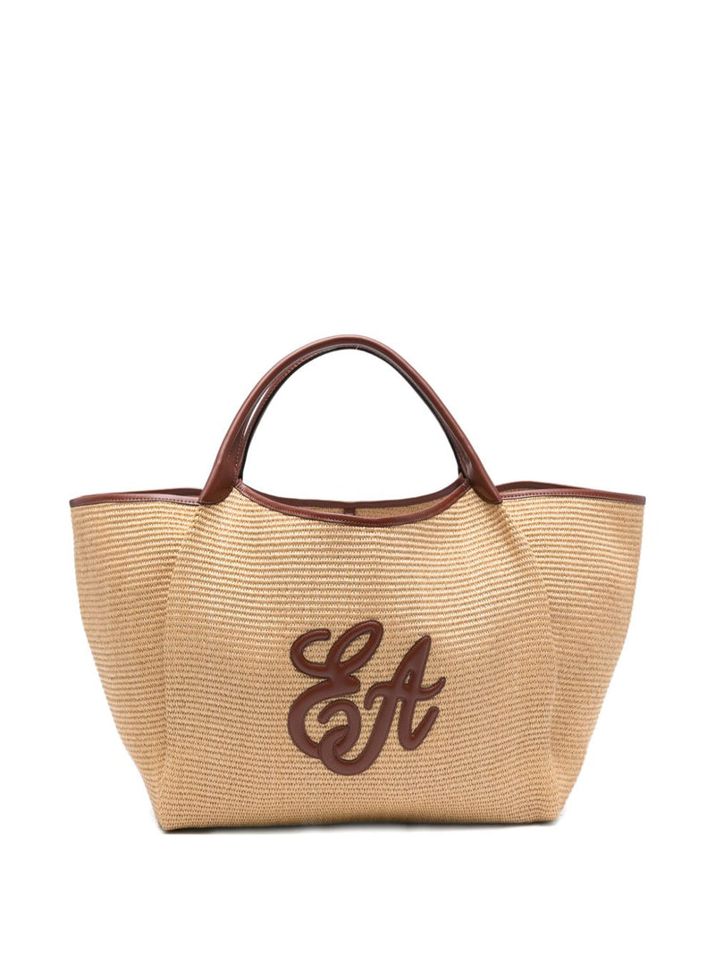 Emporio Armani Large Woven Straw Shopper With Ea Logo | Urbalenti™ NYC