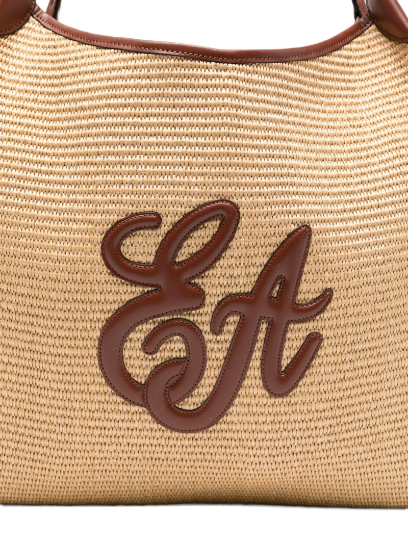 Emporio Armani Large Woven Straw Shopper With Ea Logo | Urbalenti™ NYC