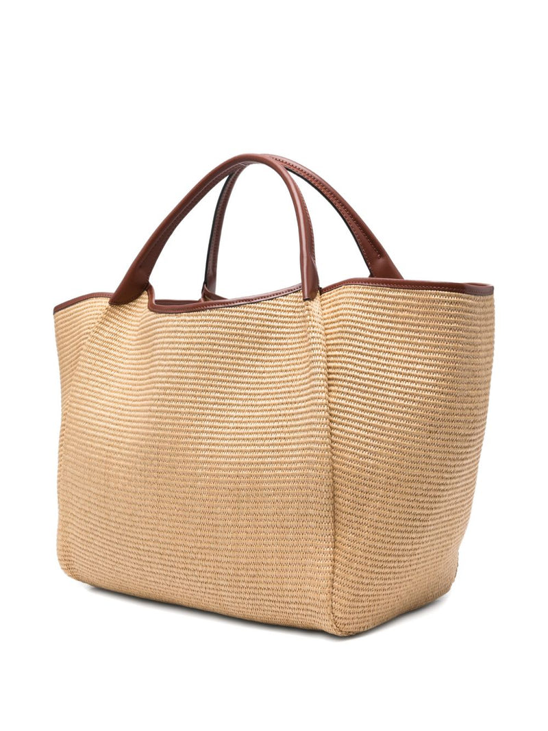 Emporio Armani Large Woven Straw Shopper With Ea Logo | Urbalenti™ NYC