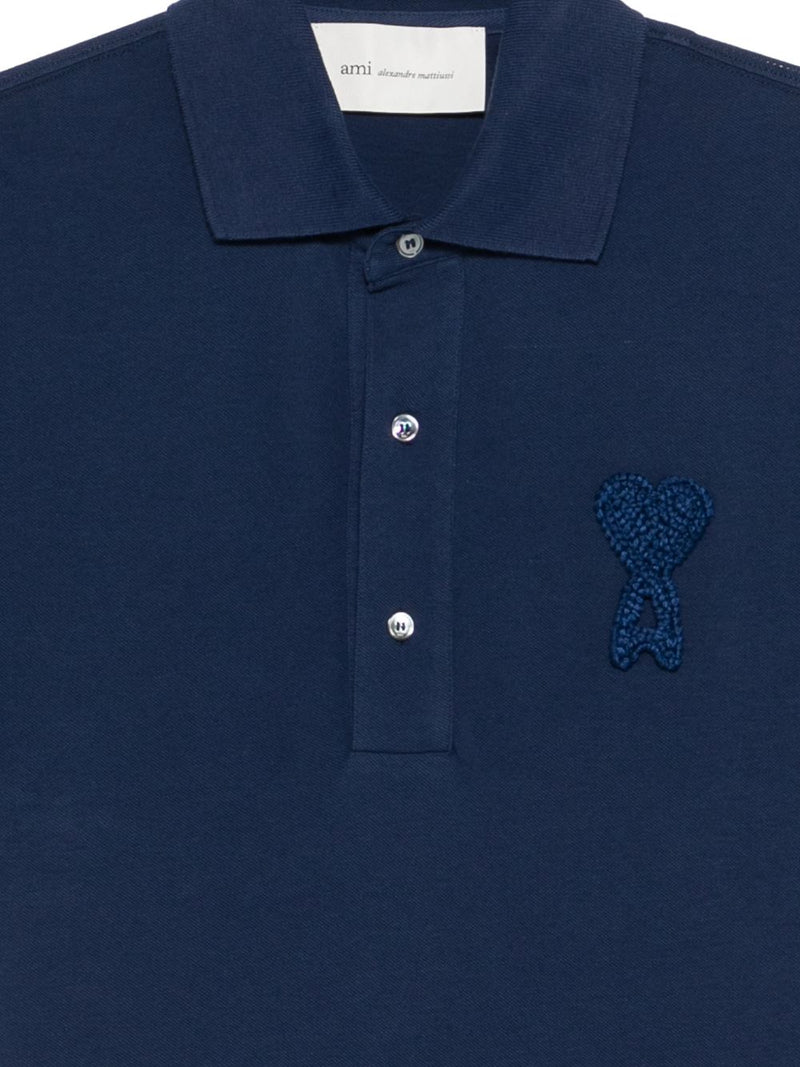 Ami Paris Ami De Couer cotton polo shirt | Urbalenti™ NYC