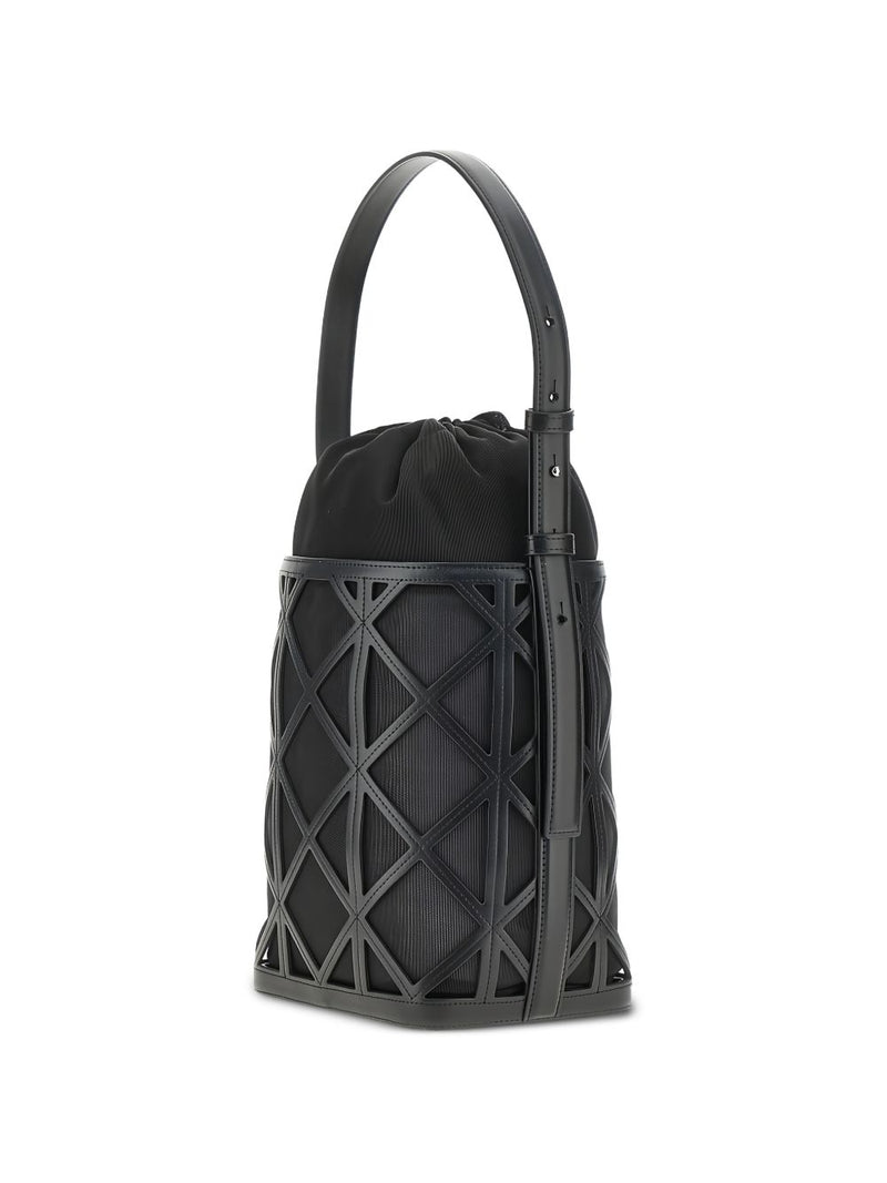 EMPORIO ARMANI EXCLUSIVE Leather And Mesh Bucket Bag | Urbalenti™ NYC