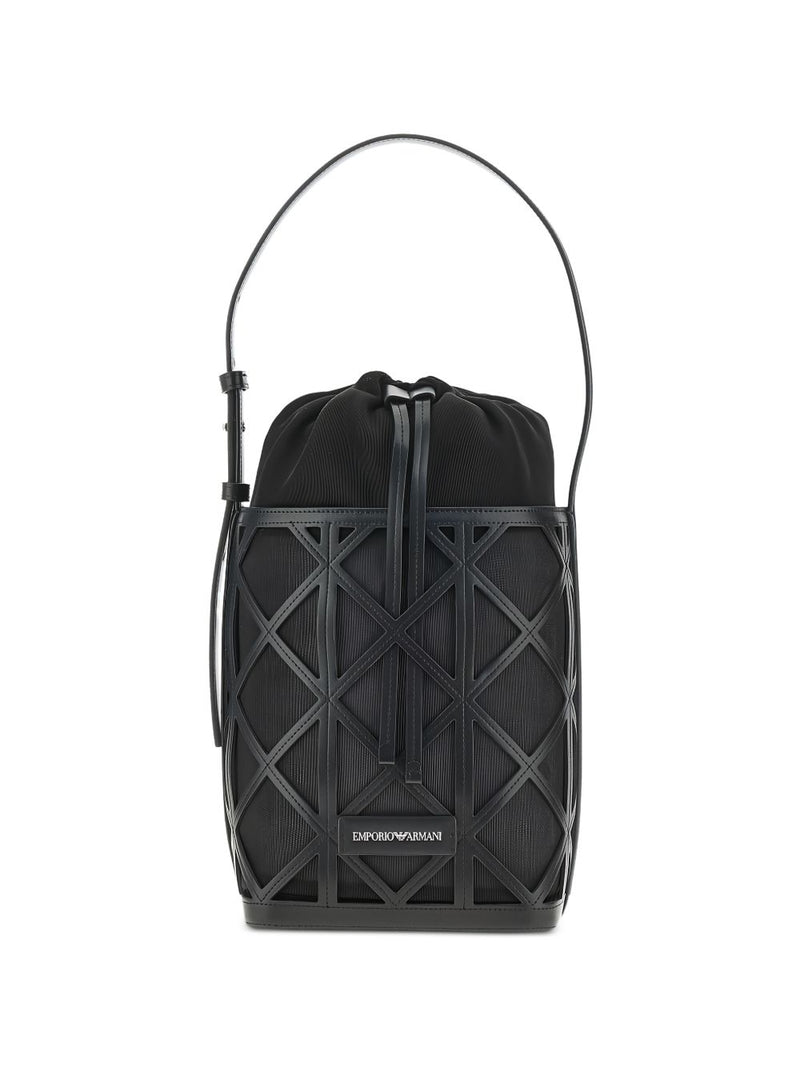 EMPORIO ARMANI EXCLUSIVE Leather And Mesh Bucket Bag | Urbalenti™ NYC
