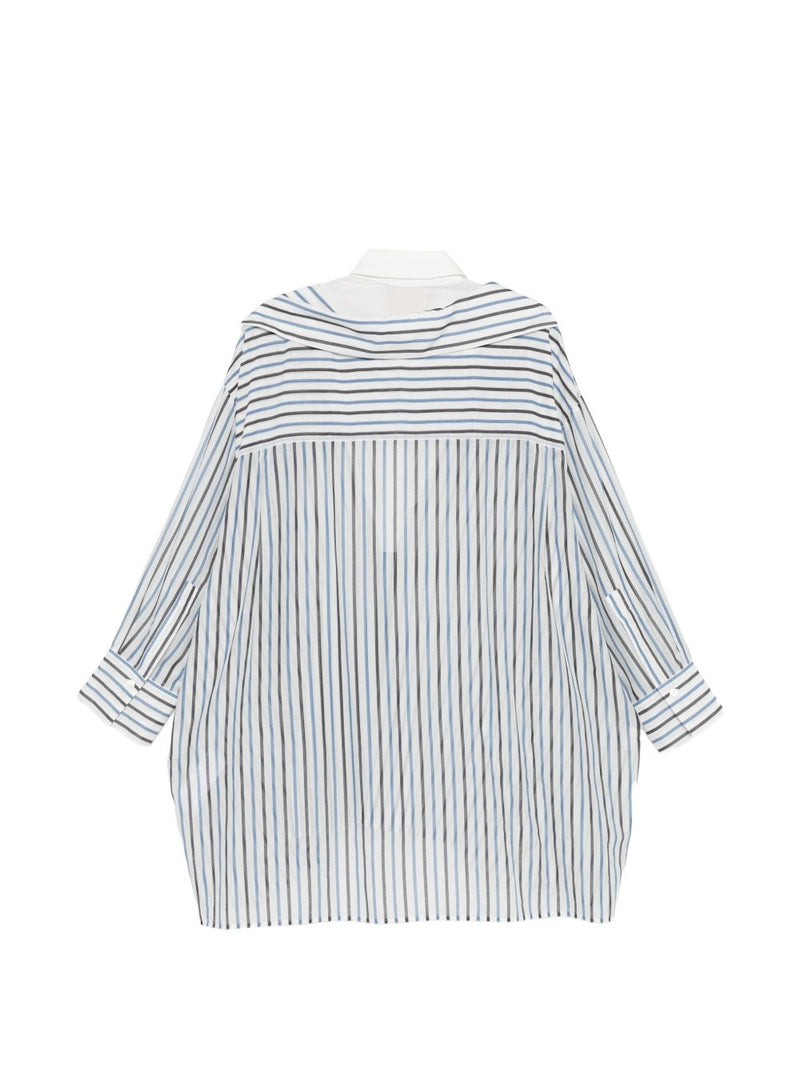 Semicouture Semicouture V-neck long sleeves asymmetric hem Graciana cotton shirt