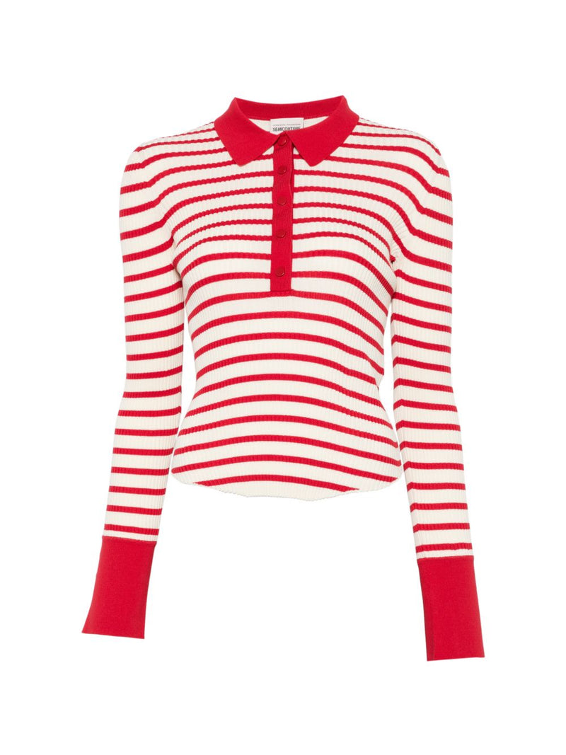 Semicouture Semicouture Aida striped cotton polo shirt