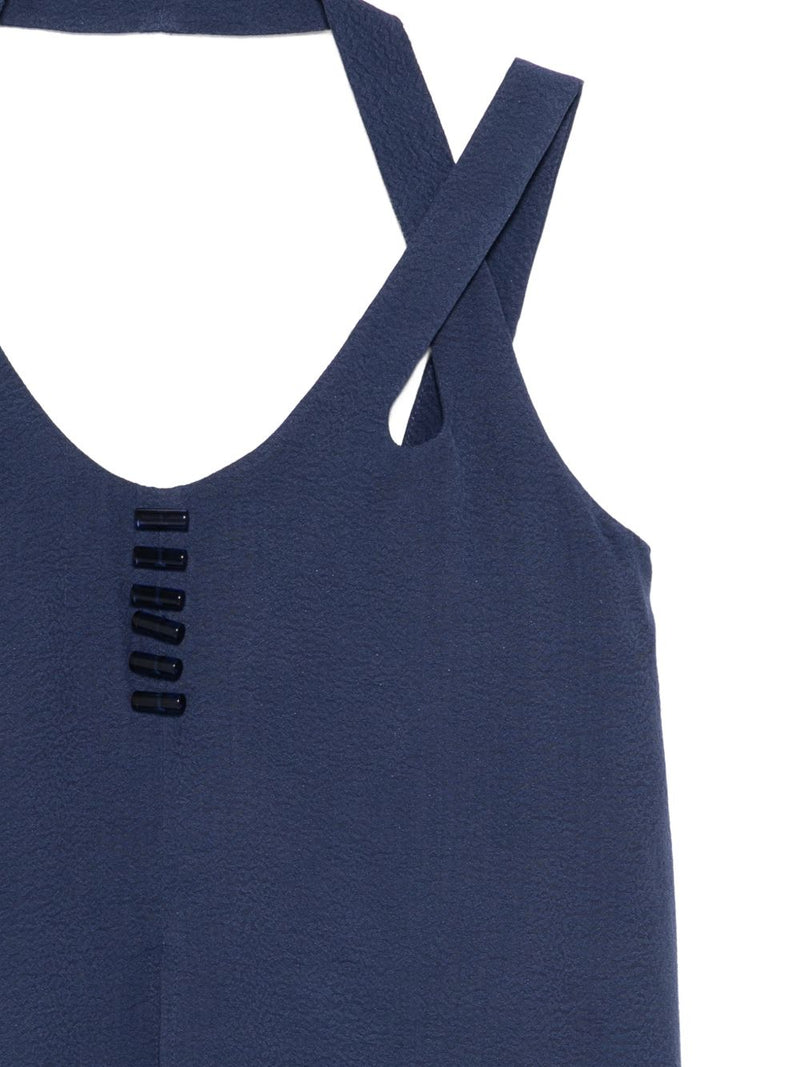 Emporio Armani V-neck button detail Sleeveless top | Urbalenti™ NYC